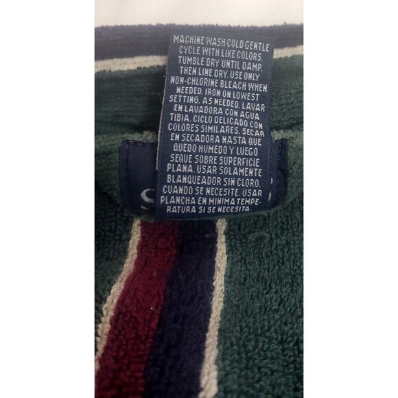 Vintage Stafford Bath Robe OS Mens Green Striped Thick Terry Cloth Belted Cotton - Picture 13 of 13